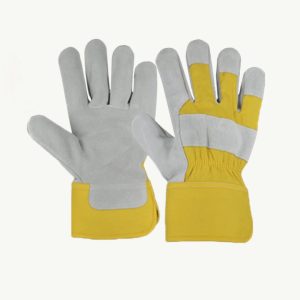 Heavy Duty Double Palm Industrial Safety Leather Work Gloves 707 (Pack Of 3)