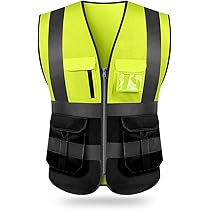 Reflective Yellow Black Clothing Jacket Breathable Safety Vest