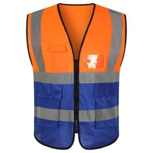 Reflective Orange Blue Jacket - Breathable Safety Vest